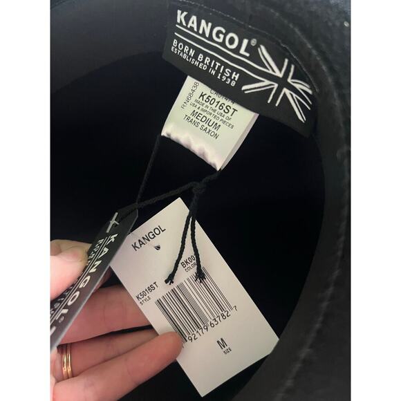 NWT Kangol Black Wool Trans Saxon Brim Hat Sz Med - Picture 5 of 6